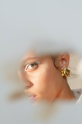 LES FROISSÉES - Boucles d'oreilles texturées en argent 925 plaqué or 14 carats