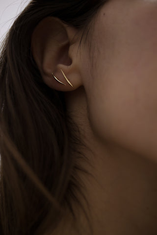 ESQUISSE - Boucles d'oreilles minimalistes en argent plaqué or 14 carats
