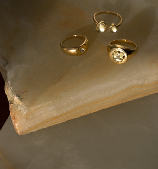 PROCYON CITRON - Chevalière en argent 925 plaqué or 14 carats & Quartz Citron