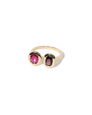 DUO La Passionnée - Bague en Or 9 carats, Spinelles et Rubellite