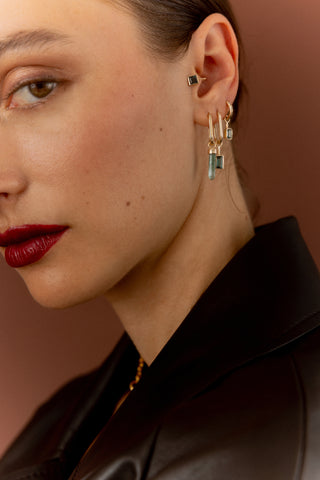 LE CUBIQUE PAON - Charm in 9 carat solid gold and Tourmaline