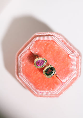 DUO LUXE SABINA - Bague en Or 9 carats, Spinelles, Saphirs et diamants