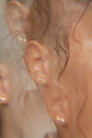 gamme blanche puces d'oreilles en vermeil et quartz jaune