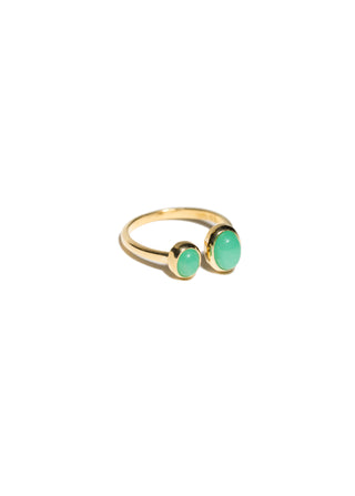 DUO CHLOROPHYLLE - 14 karat gold plated sterling silver & Chrysoprase ring