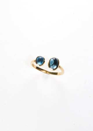 DUO MINUIT - 14 karat gold plated sterling silver & blue Topaz ring