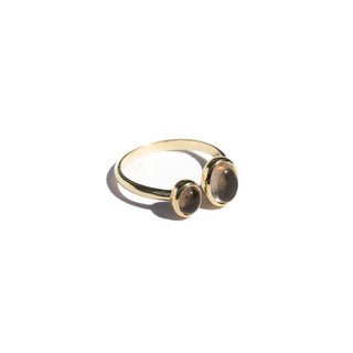 DUO MOKA - 14 karat gold plated sterling silver & mocha Quartz ring 