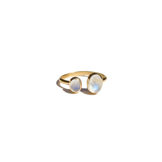 DUO LUNE - 14 karat gold plated silver & Moon Stones ring