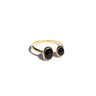 DUO ONYX - 14 karat gold plated sterling silver & Onyx ring 