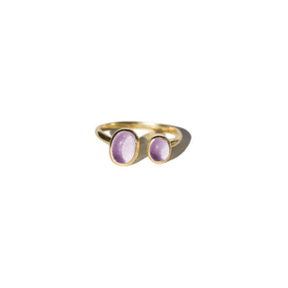 DUO LILA - 14 karat gold plated sterling silver ring & Amethyst ring