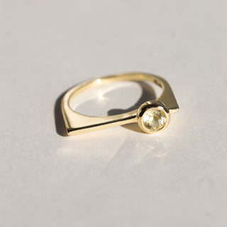 LEMON LASER - 14 karat gold plated sterling silver & Lemon Quartz ring