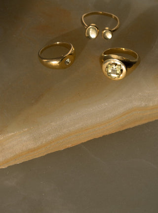 LA DUCHESSE CITRON - 14 karat gold plated sterling silver & lemon Quartz ring