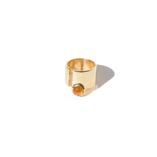 OBS MIEL - 14 karat gold plated sterling silver & honey garnet ring